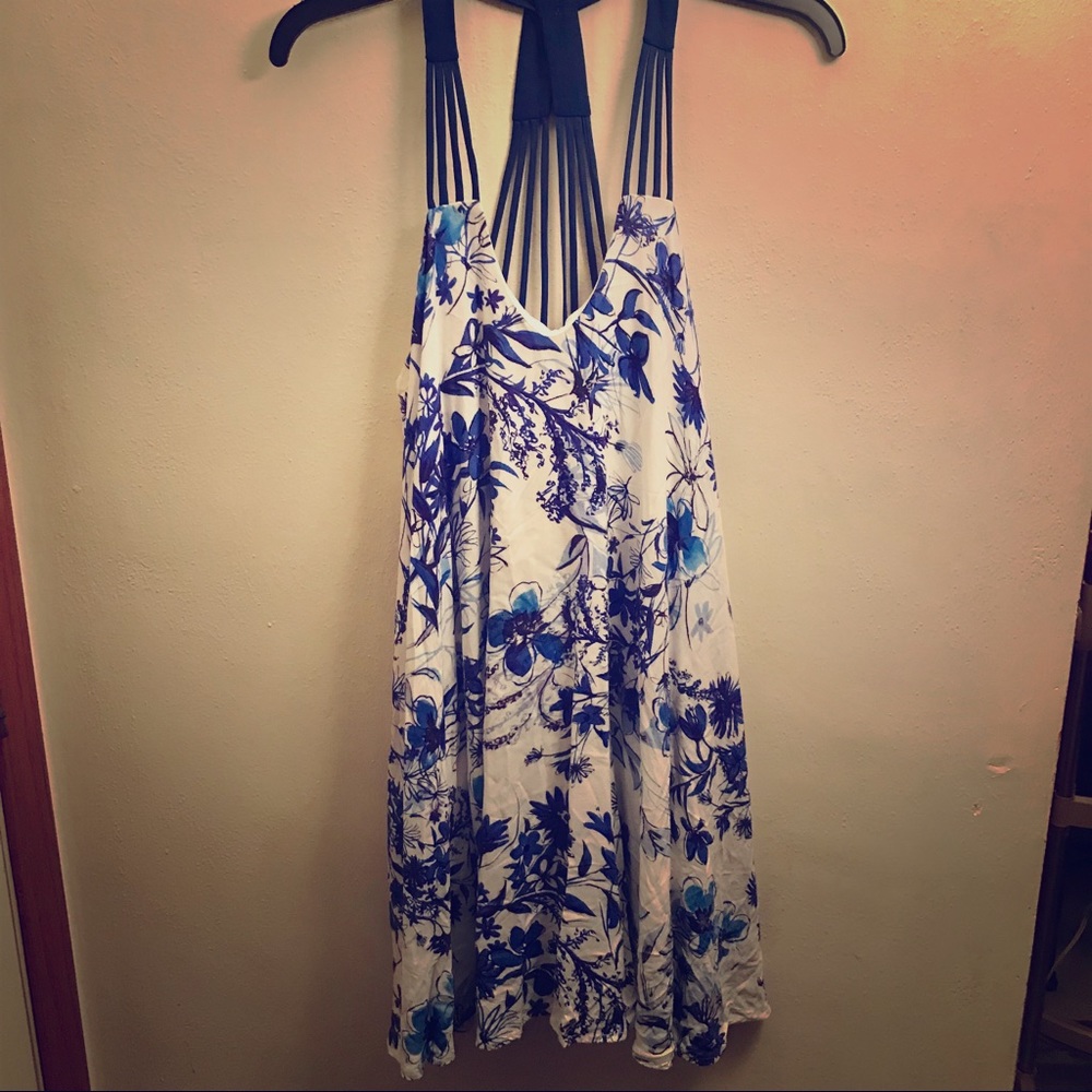 Peach puff floral dress